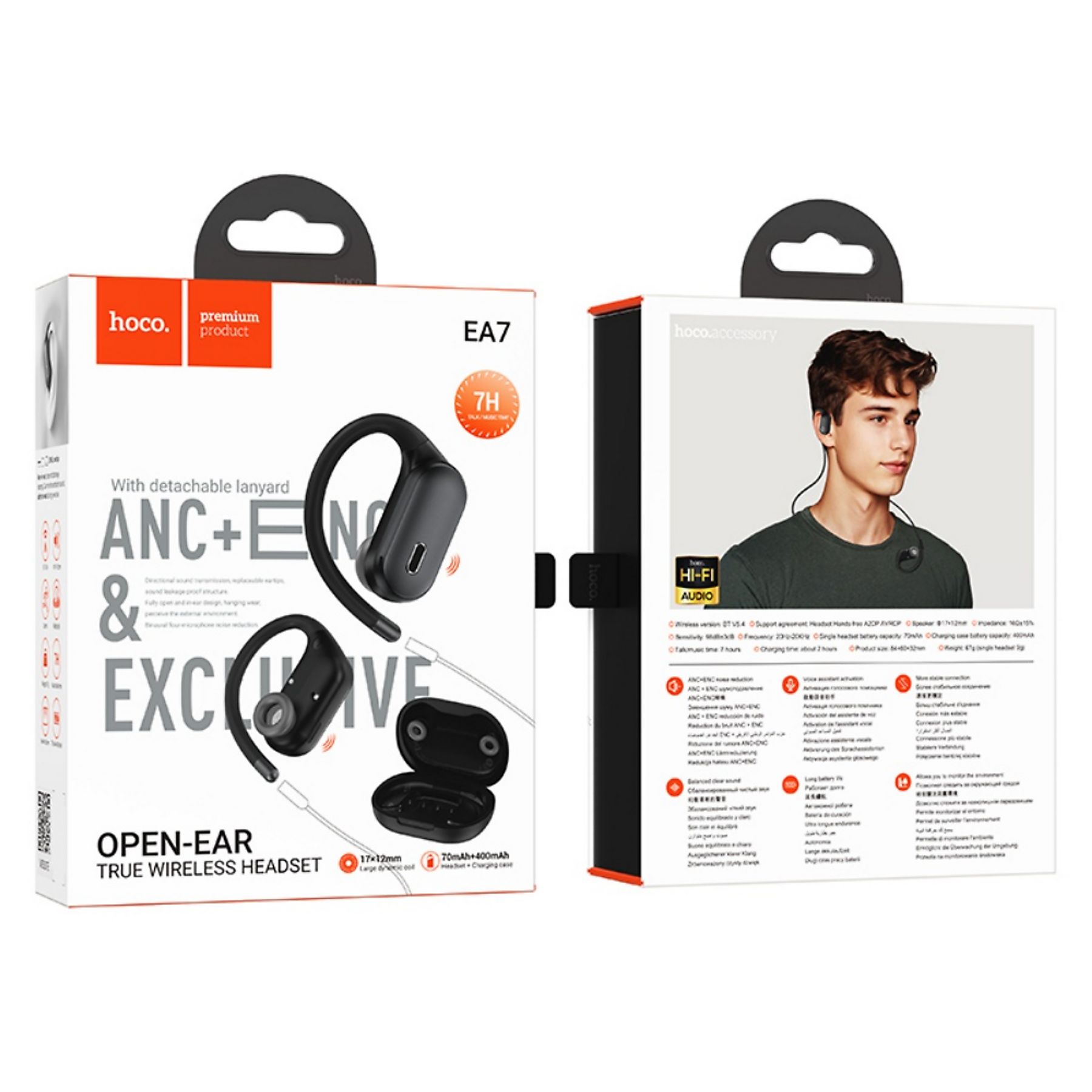 Suerte ANC+ENC Open Ear True Wireless Earbuds Black