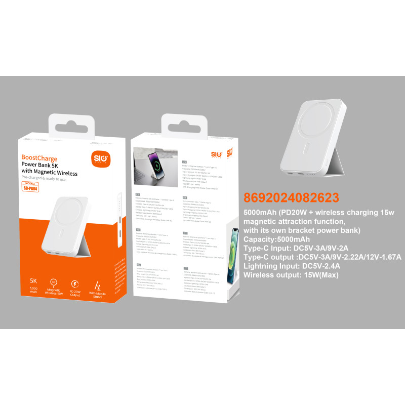 Power Bank 5k With Magnetic Wireless